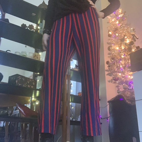 Silence and Noise Red and Blue stretch Ankle Pant - Picture 4 of 9